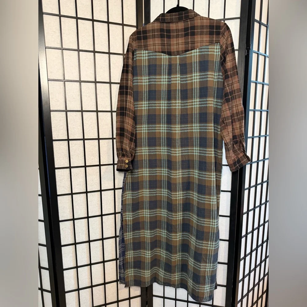 NATURAL LIFE Esme Long Sleeve Plaid Shirt Dress 100% Cotton M - Picture 4 of 7